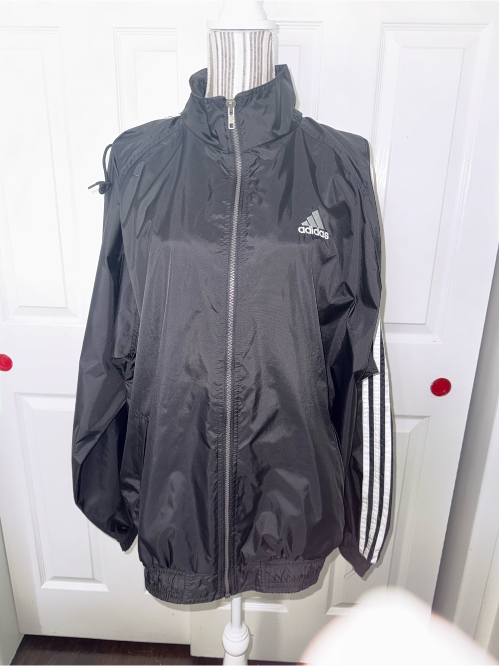 Y2K Adidas Black Windbreaker Hooded Size Large L